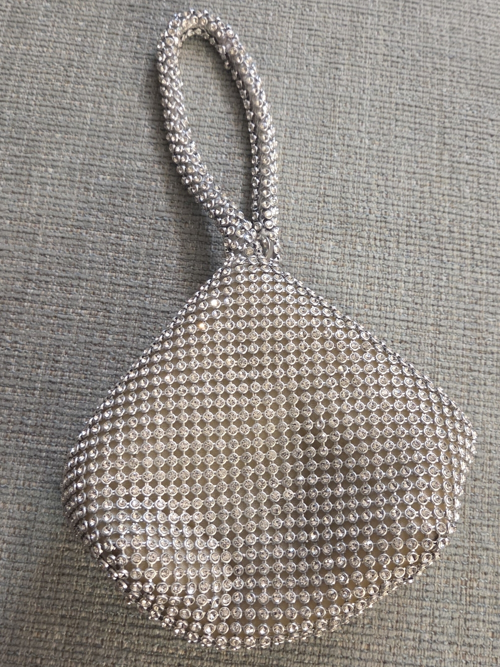 Silver Crystal Mesh Wristlet Bag